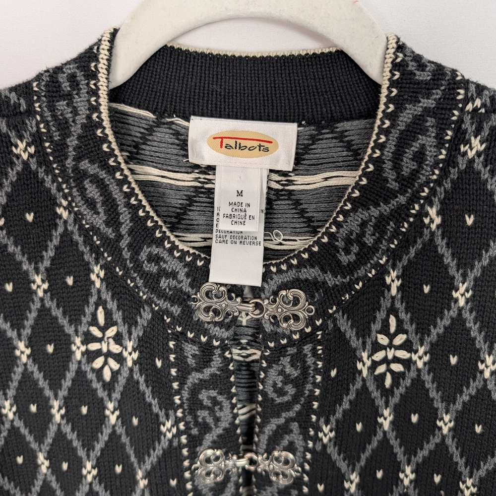 Talbots Nordic Fair Isle Knit Cardigan M - Picture 5 of 9